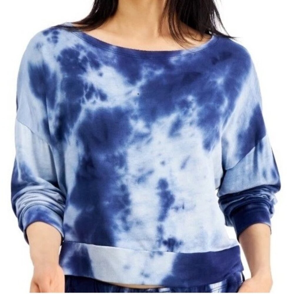 Jenni Women's Rayon Lounge Pajama Top, Blue Multi Tie Dye, XS